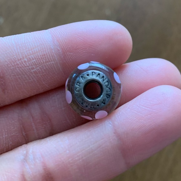 Retired Pandora Murano Glass Bead Charm w/ Multiple Pink Flowers ๐ธ - Picture 4 of 5